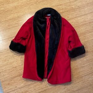 Vintage Ebony Spiegel E Style red wool blend faux fur coat